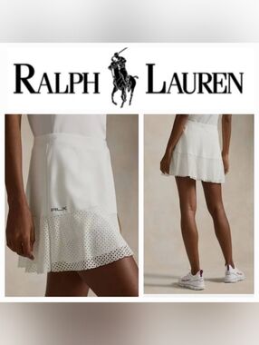 Ralph Lauren RLX GOLF Laser Cut Eyelet Trim Athletic Skort White Sz S